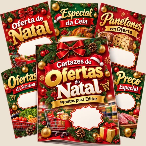 Bônus 1: 15 Cartazes de Ofertas de Natal Prontos para Editar